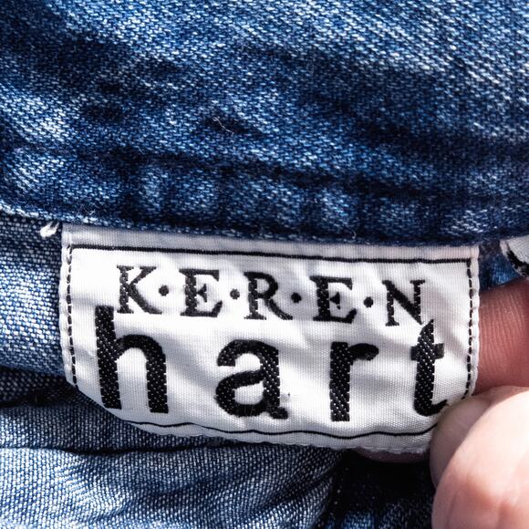 Keren Hart Embroidered Patchwork Denim Jacket Blue XL Cottagecore - Picture 7 of 8